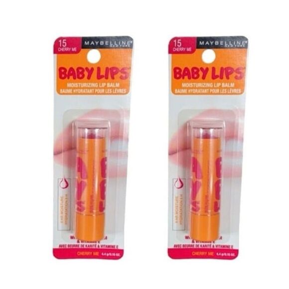 2 Maybelline Baby Lips Moisturizing Lip Balm in‎ Cherry Me #15 With Shea Butter - Picture 1 of 1